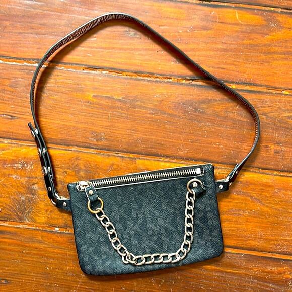 MICHAEL Michael Kors leather Signature logo print chain adjustable size belt bag - Picture 1 of 6